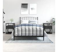 (black, 2 pcs) vidaXL Bedside Cabinets Side Table Nightstand 2 pcs Brown Oak Engineered Wood