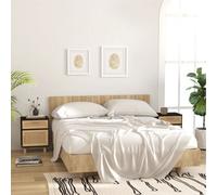 Vidaxl Bedside Cabinets 2 Pcs Black Solid Wood Pine And Natural Rattan