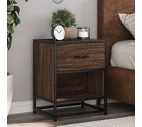 Bedside Cabinets 2pc Brown Oak 40x31x50cm Engineered Wood & Steel with Drawers