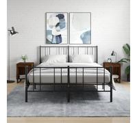 Bedside Cabinets Set of 2pcs Modern Brown Oak Engineered Wood Metal 40x35x50 cm