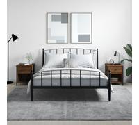 Bedside Cabinet Brown Oak 40x42x50cm Engineered Wood 1 Drawer Shelf Rustic Metal