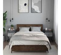 Bedside Cabinets Grey Sonoma 40x40x55cm Engineered Wood Steel Glass Top (2 pcs)