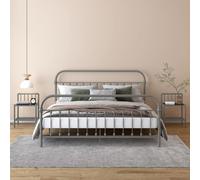 vidaXL Bedside Cabinets 2 pcs Grey and Black Metal and Glass