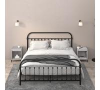 Bedside cabinet GreySonoma 40x35x50 cm Engineered Wood & Metal Rustic Nightstand