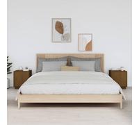 Bedside Cabinets 2pcs Solid Pinewood Honey Brown 40x34x45cm Faux Leather 1-door