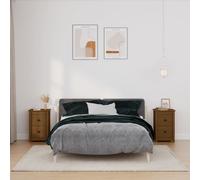 vidaXL 2x Solid Wood Pine Bedside Cabinets Honey Brown Nightstand End Table