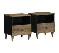 vidaXL Bedside Cabinets 2 pcs Light Grey 40x33x46 cm Solid Wood Mango