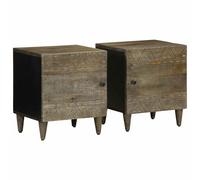 Bedside Cabinets 2pcs Light Grey Mango Wood & Engineered 40x33x46 cm with metal