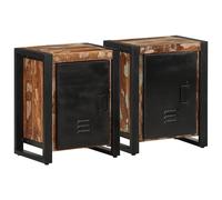 vidaXL Bedside Cabinets 2 pcs Multicolour Solid Rough Wood Mango