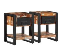 Bedside Cabinet Nightstand Bed Side Cabinet Solid Rough Wood Mango vidaXL