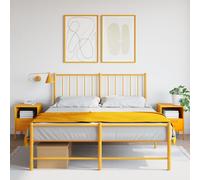 vidaXL Bedside Cabinets Nightstand Bed Side Table 2 pcs Mustard Yellow Steel