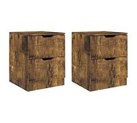 vidaXL - Bedside Cabinets 2 pcs Set in Smoked Oak | 40x40x50 cm | Engineered Wood & MDF | Retro Styled Side Table for Living Room or Bedroom - Brown