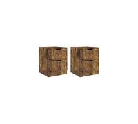 vidaXL - Bedside Cabinets 2 pcs Set in Smoked Oak | 40x40x50 cm | Engineered Wood & MDF | Retro Styled Side Table for Living Room or Bedroom - Brown