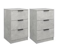 vidaXL Bedside Cabinets 2 pcs Set, Modern Concrete Grey, Robust Engineered Wood, 3 Drawers, Sturdy Top for Decor Display, Easy Assembly, Ideal for Bedroom