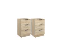 vidaXL Bedside Cabinets, 2 Pcs Set, Sonoma Oak, Contemporary Styling, Stable Engineered Wood, Spacious Drawers, Bedroom Furniture