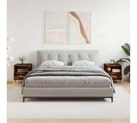 Bedside Cabinets 2pc Smoked Oak Engineered Wood Iron Legs 40x35x47.5cm 2-Drawer