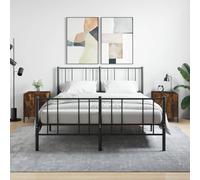 Bedside Cabinet 2pc Smoked Oak 40x40x50 cm Engineered Wood & Iron Modern Storage