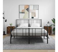 vidaXL Smoked Oak Bedside Cabinets - Pair of Modern Style Engineered Wood Nightstands with Compartment and Metal Feet, Ideal for Bedroom and Living Room, Oak Brown, 40x40x50 cm