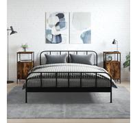 (smoked oak, 2 pcs) vidaXL Bedside Cabinets Side Table Nightstand 2 pcs Sonoma Oak Engineered Wood