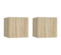 Vidaxl Bedside Cabinets 2 Pcs Sonoma Oak 30.5X30X30 Cm Engineered Wood