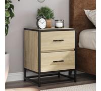 Bedside Cabinets 2pcs Sonoma Oak 40x31x50cm Engineered Wood & Steel, 2 Drawers.
