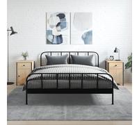 Bedside Cabinet 2pcs Sonoma Oak 40x42x60cm Engineered Wood & Iron Black Legs UK