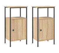 vidaXL Bedside Cabinets 2 pcs - Sonoma Oak & Engineered Wood with Iron Frame - Ample Storage with Adjustable Feet - Industrial Style