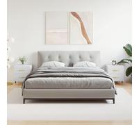 Bedside Cabinet White Engineered Wood 40x35x47.5 cm Rustic 2-Drawer Nightstand.