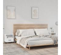 vidaXL Bedside Cabinets 2 pcs White Engineered Wood, White