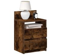 Bedside Cabinet Smoked Oak 40x33x60 cm Engineered Wood 2-Drawer Nightstand Slim