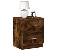 Bedside Cabinet Smoked Oak Engineered Wood 40x36x50cm 2 Drawer Nightstand Modern