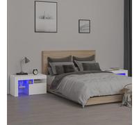 vidaXL Bedside Cabinets 2 pcs with LED Lights White 70x36.5x40 cm