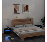 Vidaxl Bedside Cabinets 2 Pcs With Leds Black 60X35X40 Cm
