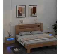 vidaXL Bedside Cabinets 2 pcs with LEDs Sonoma Oak 60x35x40 cm, Brown