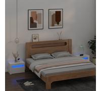 Vidaxl Bedside Cabinets 2 Pcs With Leds White 60X35X40 Cm