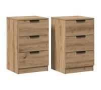 vidaXL Bedside Cabinets 2pcs - Artisan Oak Nightstands with Drawers - Engineered Wood 40x36x65cm - Bedroom/Living Room Furniture