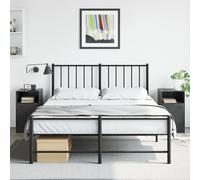 vidaXL Bedside Cabinets 2pcs Black 34.5x39x62 cm Steel