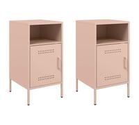 vidaXL Bedside Cabinets Bedroom Nightstand Bed Side Table 2 pcs Pink Steel