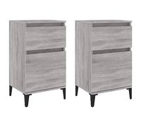 vidaXL Bedside Cabinets, Bedside Table for Bedroom, Nightstand with Storage, Telephone Stand Bed Cabinet, Industrial Style, 2 pcs Grey Sonoma