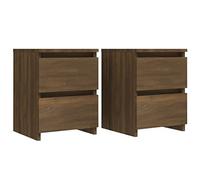 vidaXL Bedside Cabinets, Brown Oak, Scandinavian Style, Engineered Wood, 2 Drawers, Set of 2, 30x30x40 cm - For Living Room or Bedroom