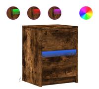vidaXL Bedside Cabinets&LED Lights Bed Table 2 pcs Smoked Oak Engineered Wood