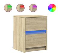 vidaXL Bedside Cabinets&LED Lights Bed Table 2 pcs Sonoma Oak Engineered Wood