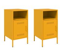 vidaXL Bedside Cabinets Nightstand Bed Side Table 2 pcs Mustard Yellow Steel