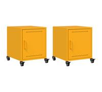 vidaXL Bedside Cabinets Nightstand Bed Side Table 2 pcs Mustard Yellow Steel