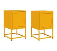 vidaXL Bedside Cabinets Nightstand Bed Side Table 2 pcs Mustard Yellow Steel