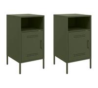 vidaXL Bedside Cabinets Nightstand Bed Side Table 2 pcs Olive Green Steel
