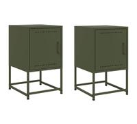 vidaXL Bedside Cabinets 2 pcs Olive Green 36x39x60.5 cm Steel