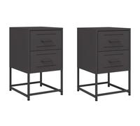 vidaXL Bedside Cabinets Nightstand Bed Table Bed Cabinet 2 pcs Black Steel