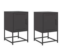 vidaXL Bedside Cabinets Nightstand Bed Table Bed Cabinet 2 pcs Black Steel