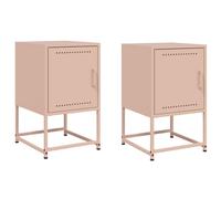 vidaXL Bedside Cabinets Nightstand Bed Table Bed Cabinet 2 pcs Pink Steel